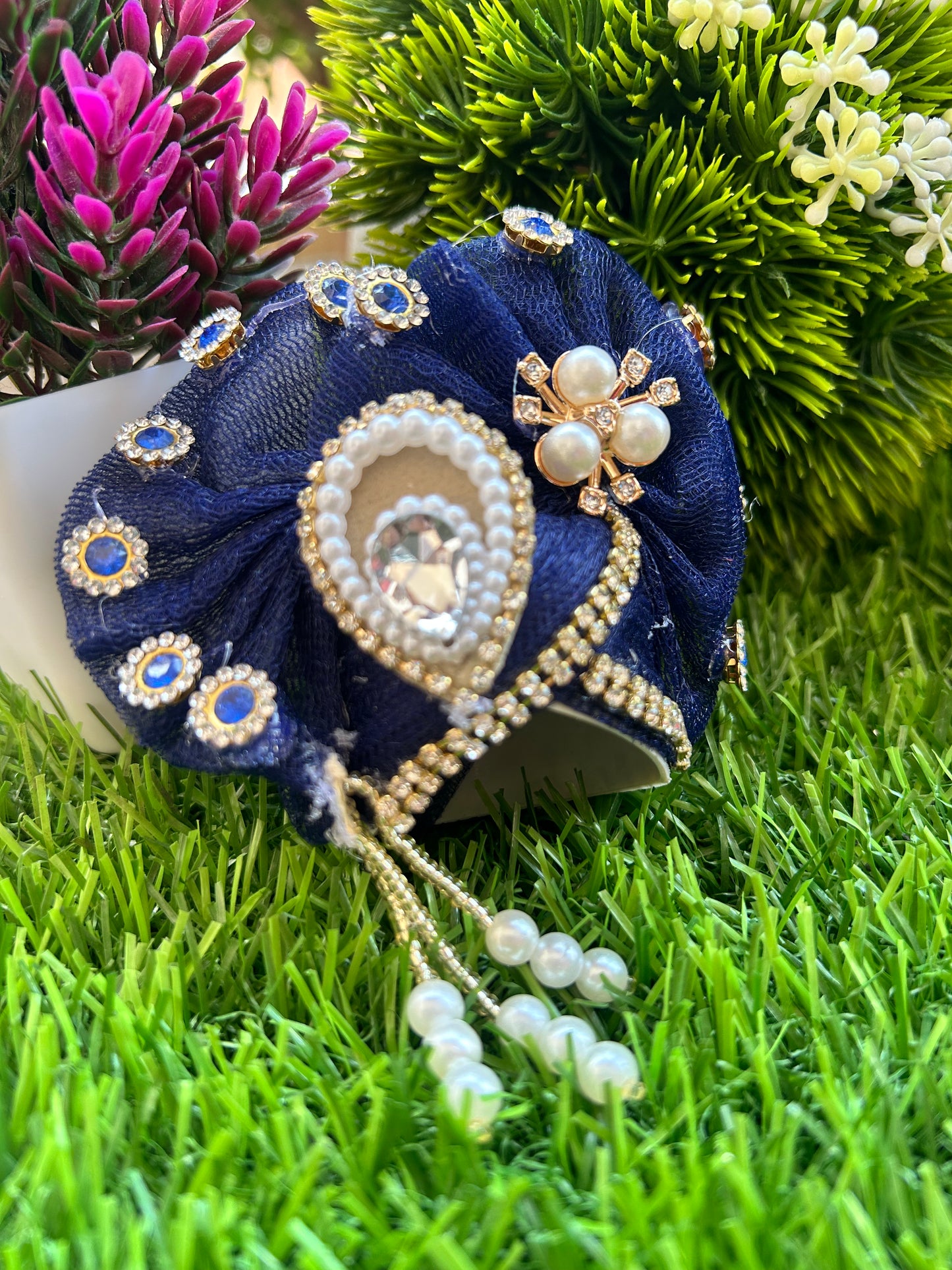 Royal Blue Jhilmil Heavy Laddu Gopal Poshak Set