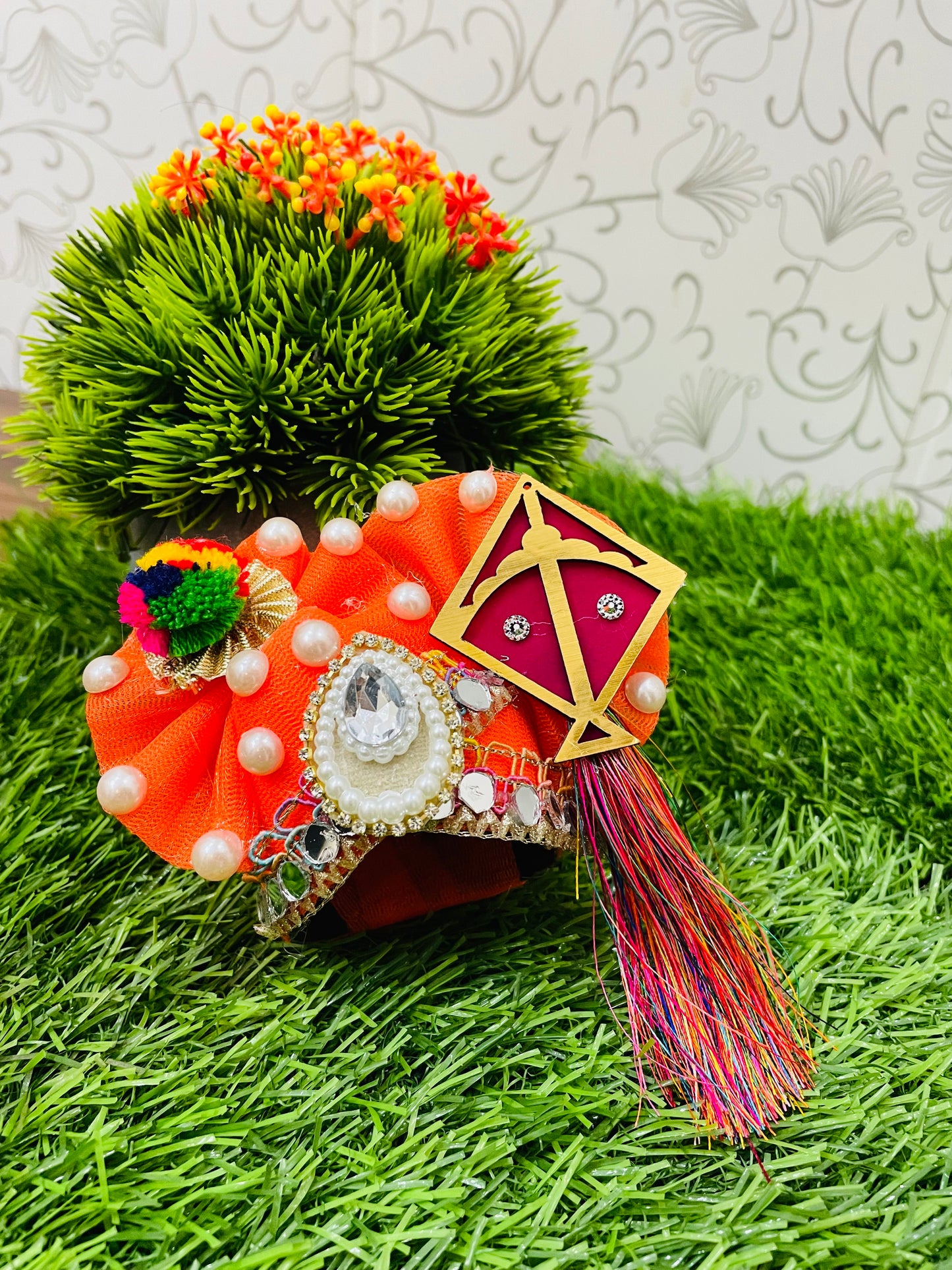 Kesariya Patang Poshak Laddu Gopal Set