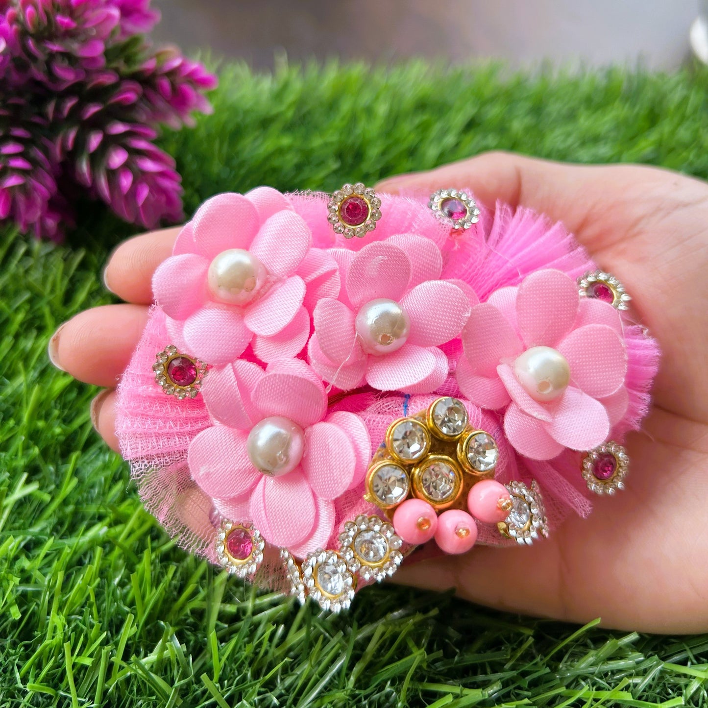 Heavy Pink Pearl Designer Laddu Gopal Poshak Set