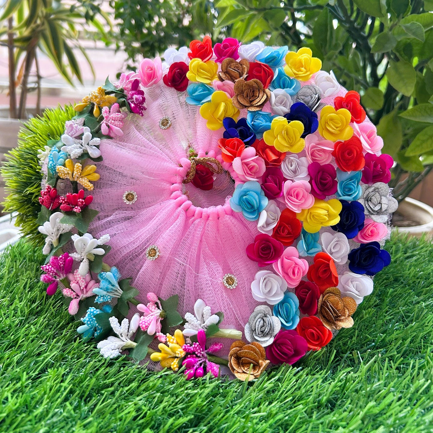 Multicolor Floral Designer Laddu Gopal Poshak Set