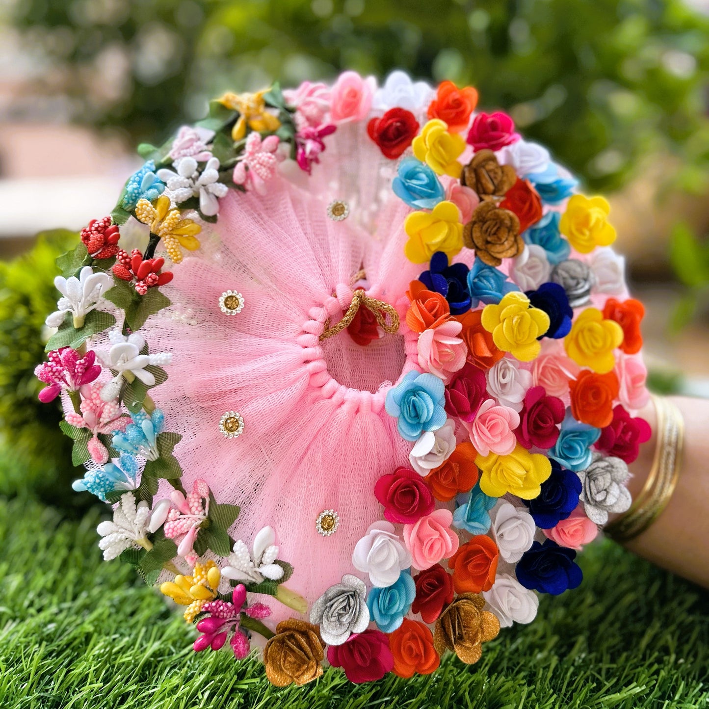 Multicolor Floral Designer Laddu Gopal Poshak Set