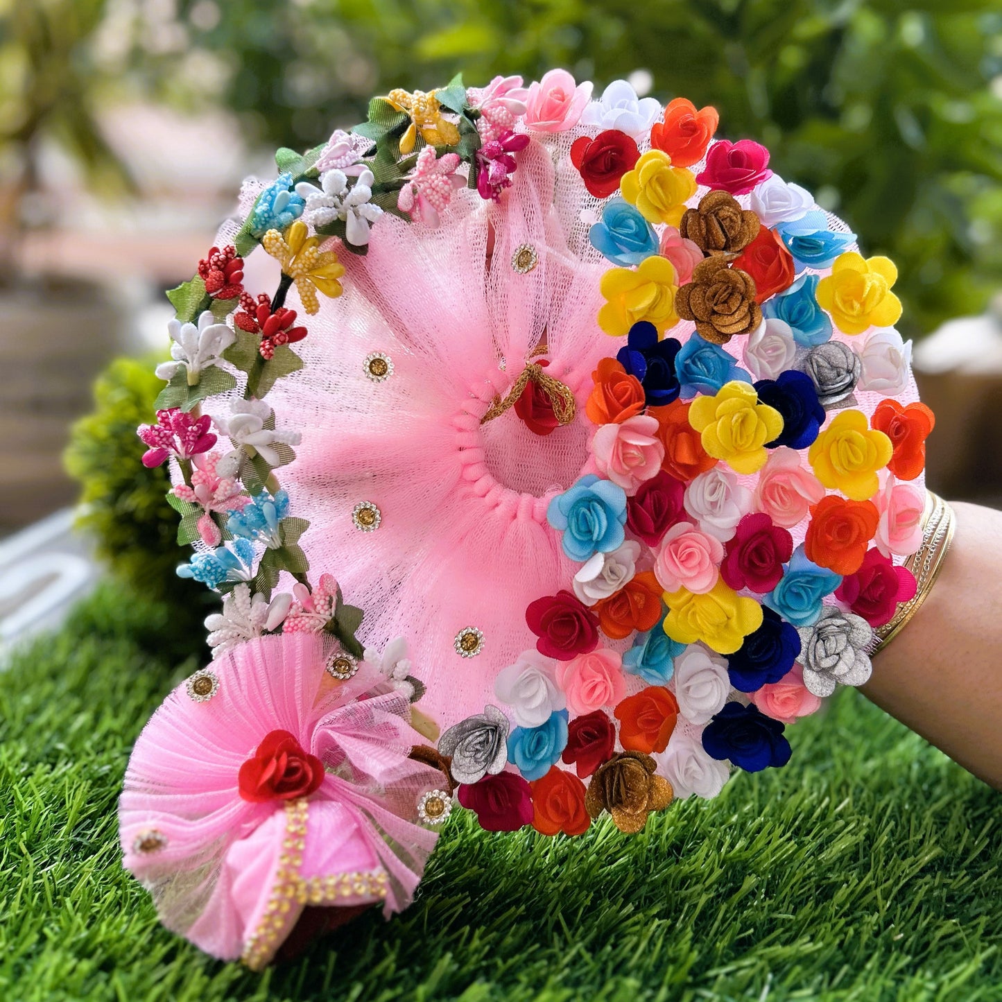 Multicolor Floral Designer Laddu Gopal Poshak Set