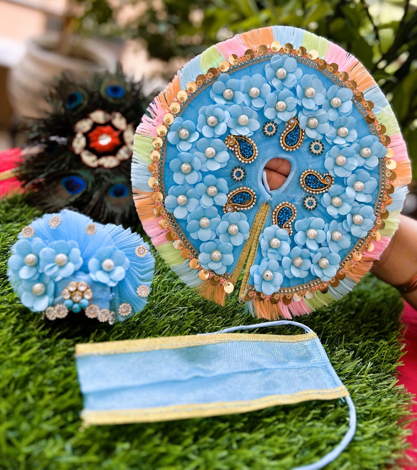 Magical Sky Blue Evil Eye Laddu Gopal Poshak Set