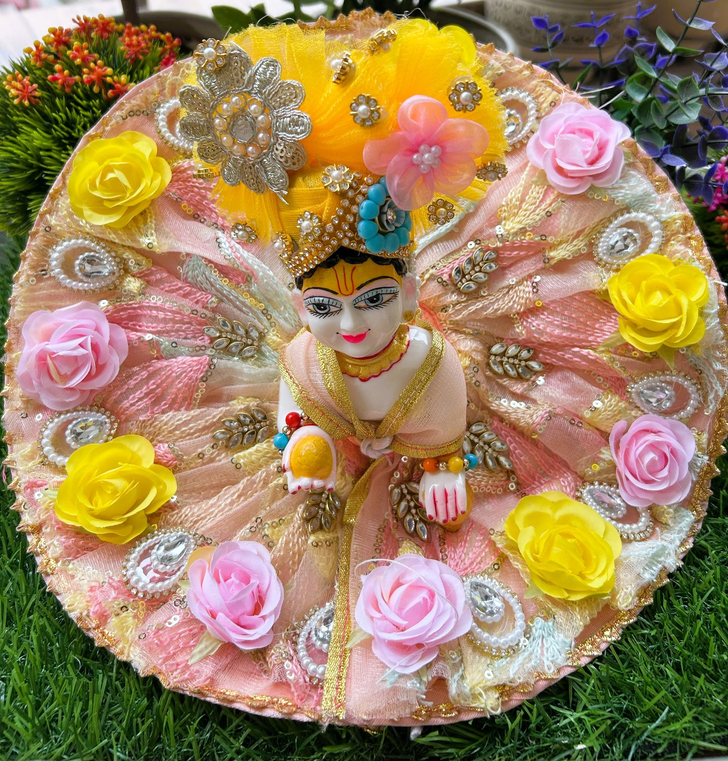 Rajkomal Pushp Peach Shringar Laddu Gopal Poshak Set