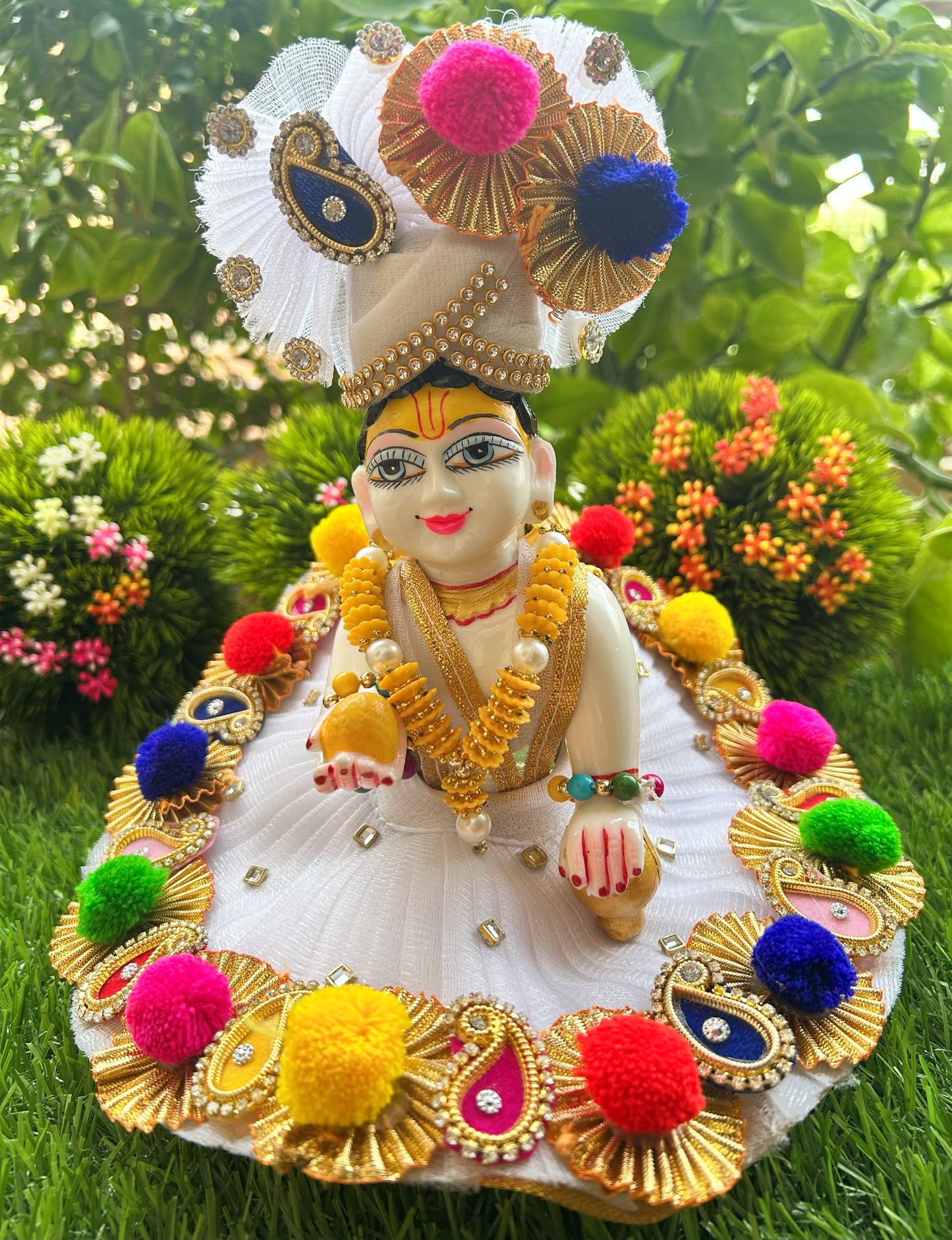 White Rainbow Laddu Gopal Poshak Set