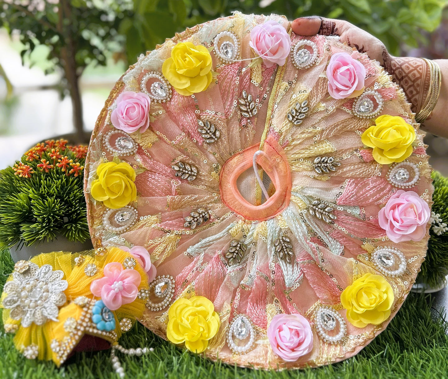 Rajkomal Pushp Peach Shringar Laddu Gopal Poshak Set