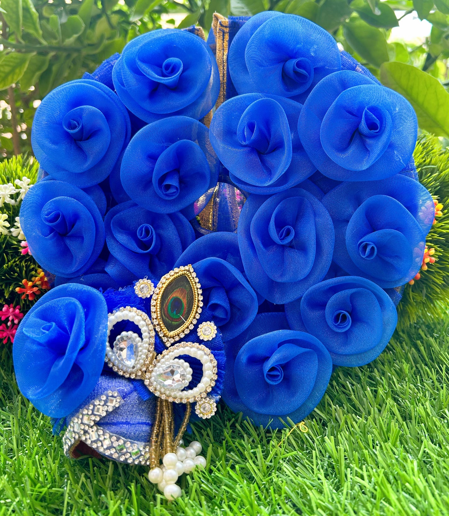 Deep Blue Blossom Laddu Gopal Poshak Set