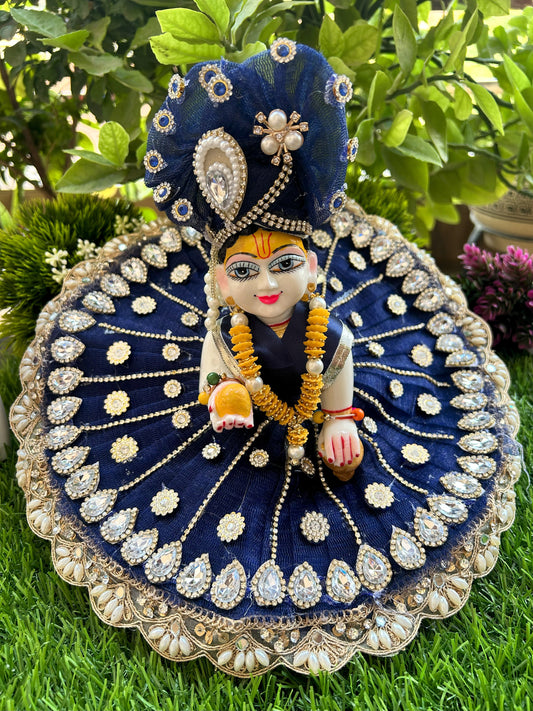 Diwali Royal Blue Jhilmil Heavy Laddu Gopal Poshak Set