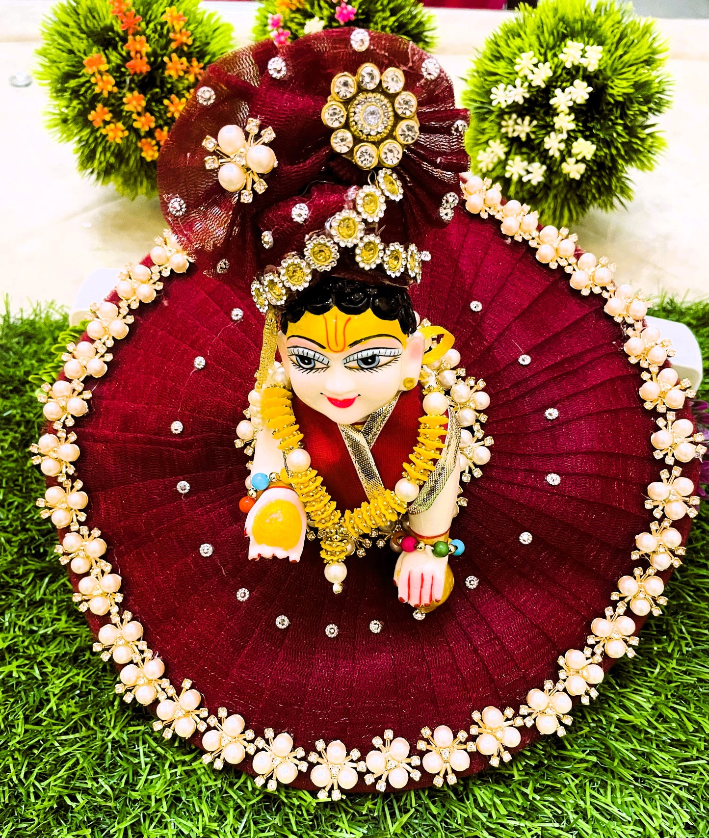 Shubh Maroon Utsav Shringar Laddu Gopal Poshak Set