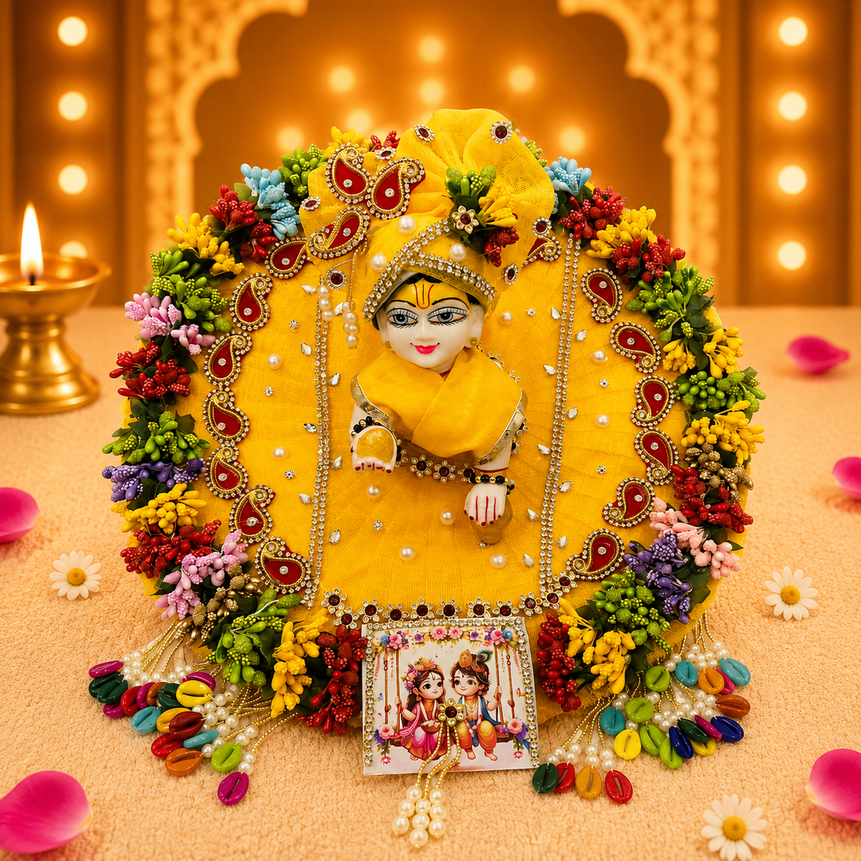 Radha Krishna Jhula Swarna Poshak