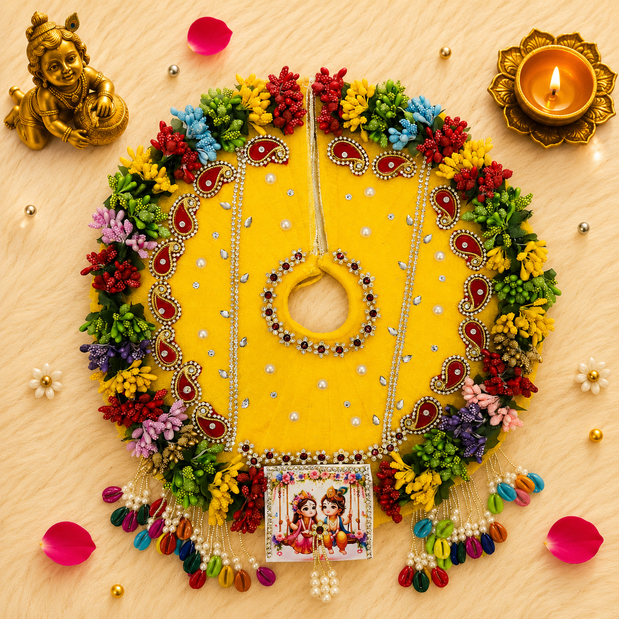 Radha Krishna Jhula Swarna Poshak