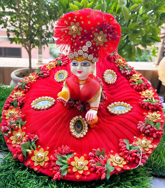 Red Peacock Evil Eye Laddu Gopal Dress