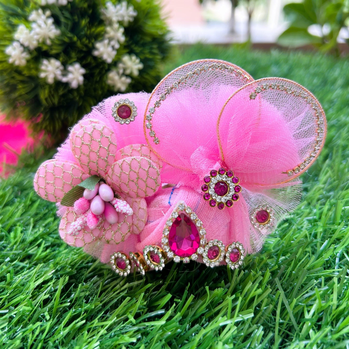 Pink Pollen Net Laddu Gopal Dress