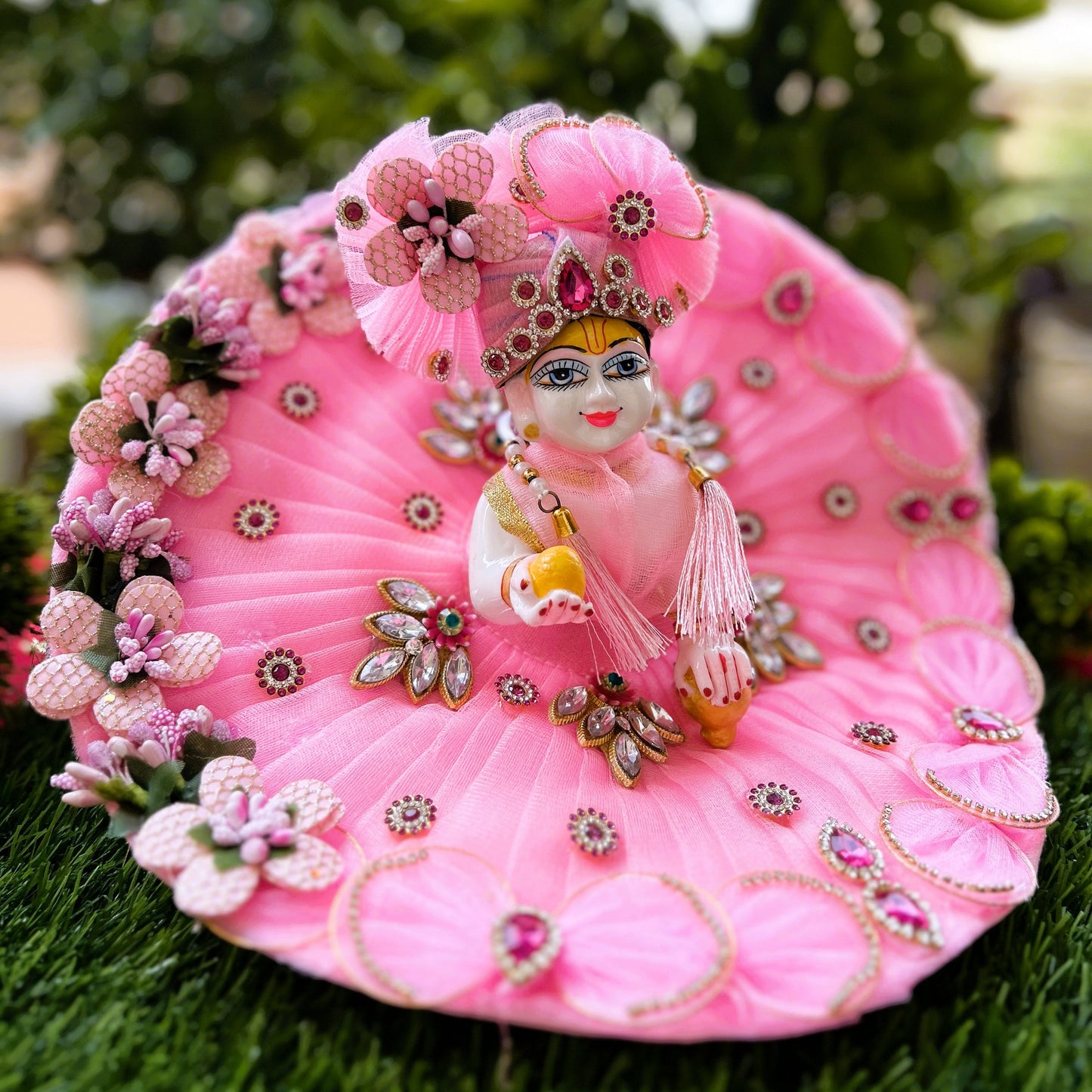 Pink Pollen Net Laddu Gopal Dress