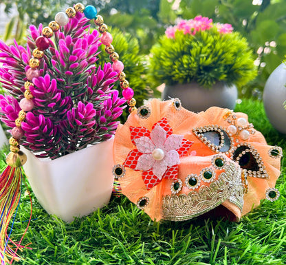 Peach Sparkle Laddu Gopal Poshak Set