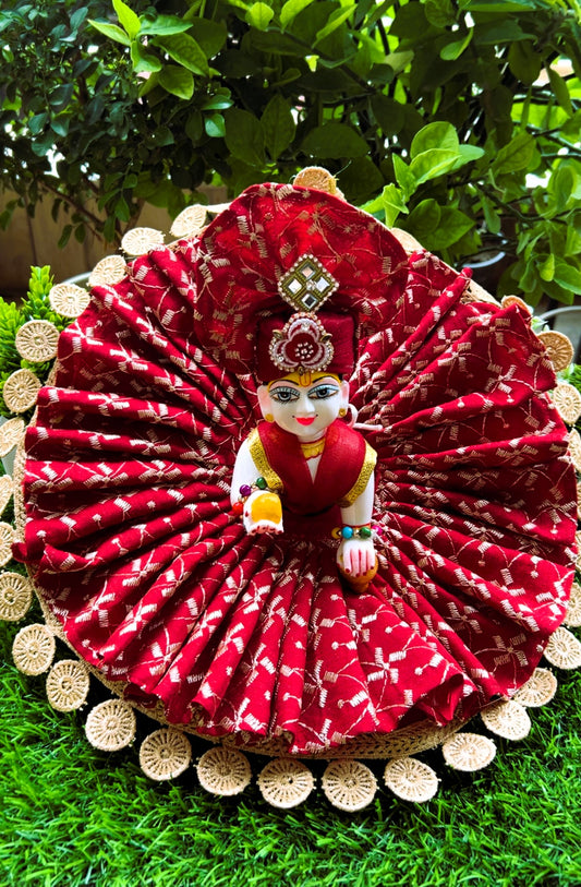 Lal Leher Rang Laddu Gopal Poshak Set