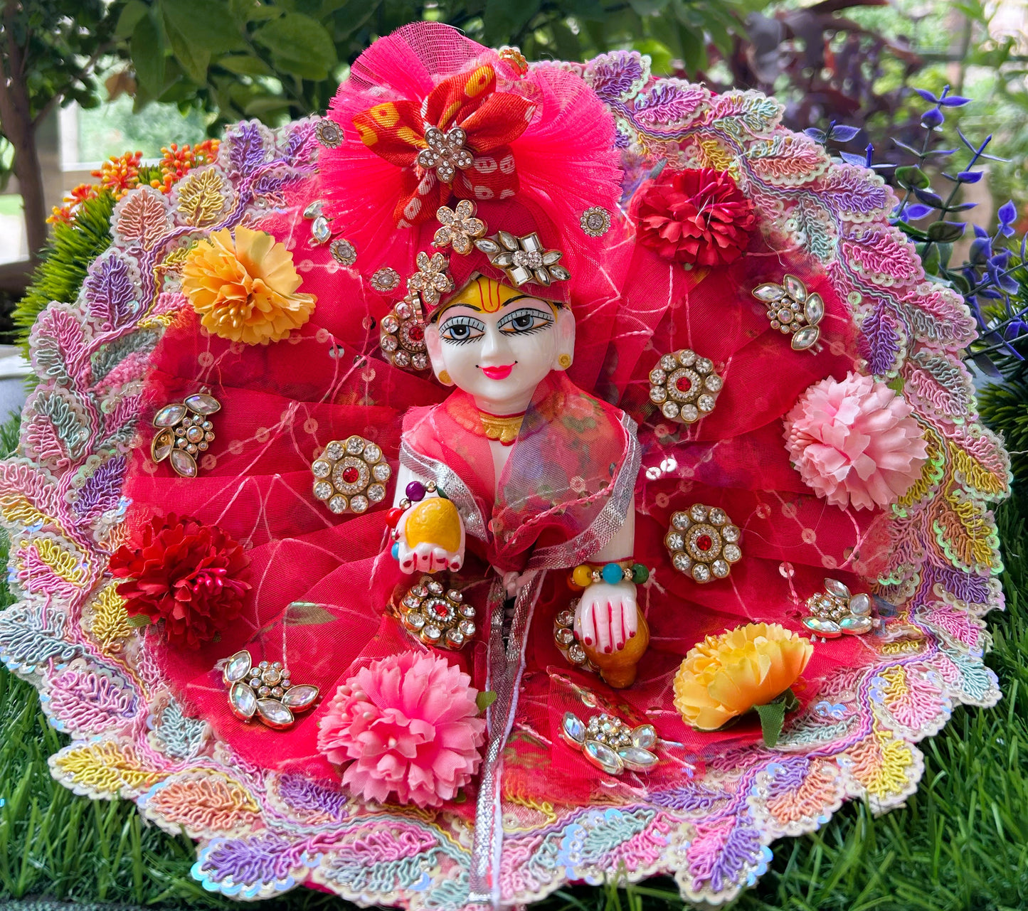 Red Royale Rajshringar Laddu Gopal Poshak Set
