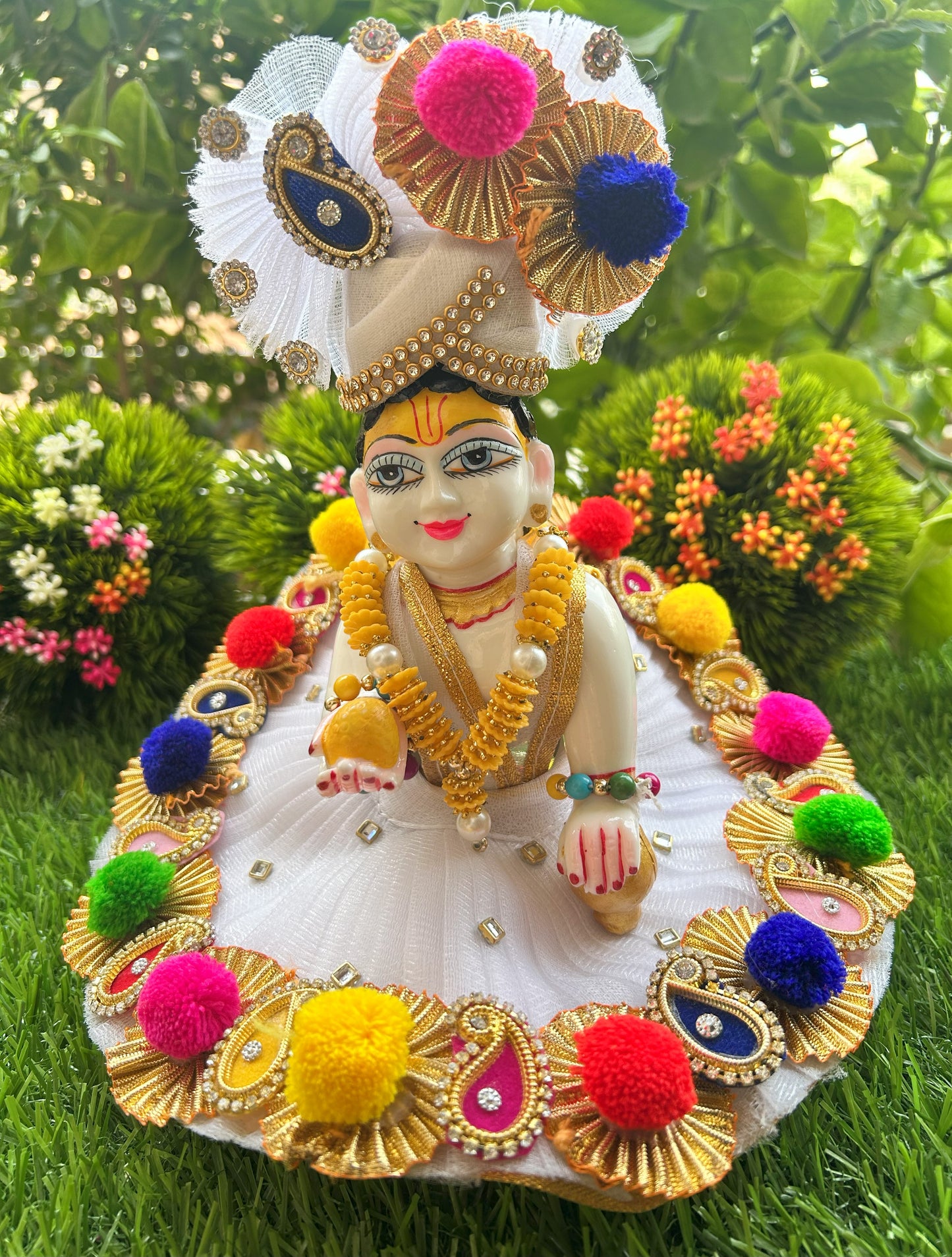 White Rainbow Laddu Gopal Poshak Set