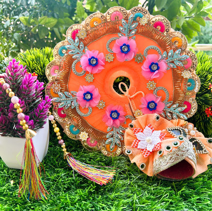 Peach Sparkle Laddu Gopal Poshak Set
