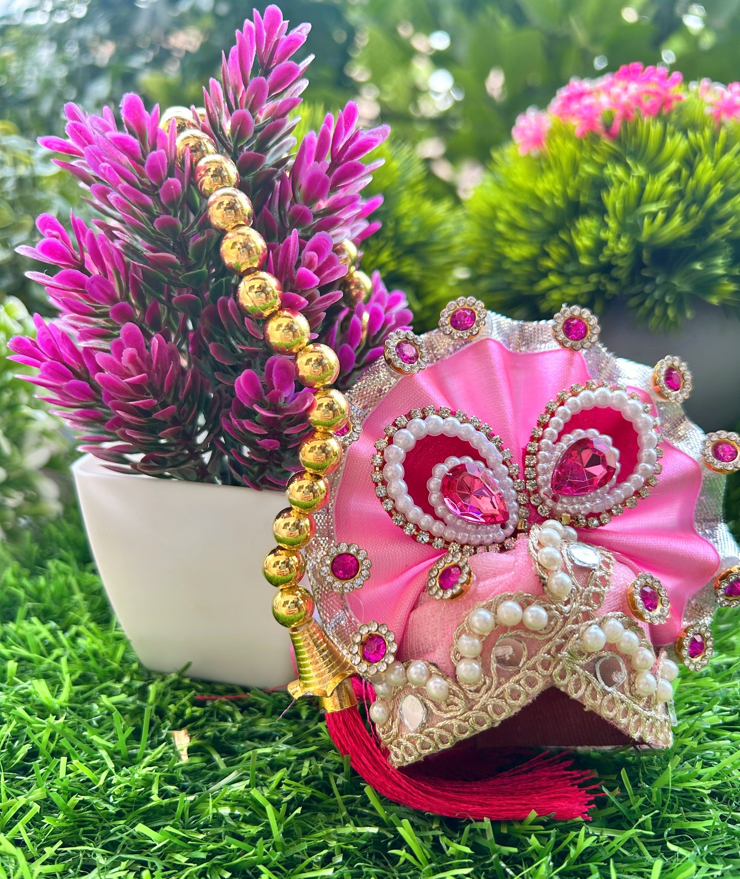 Pink Royal Heavy Laddu Gopal Poshak Set