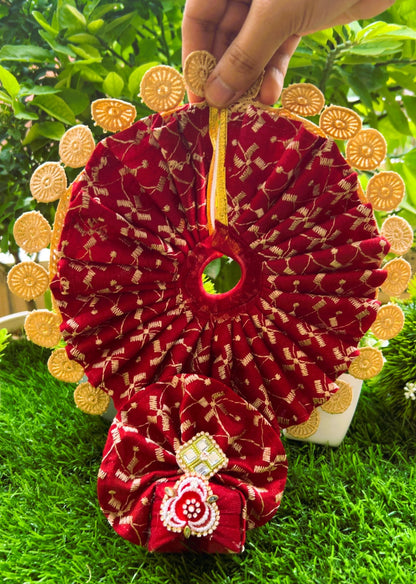 Lal Leher Rang Laddu Gopal Poshak Set