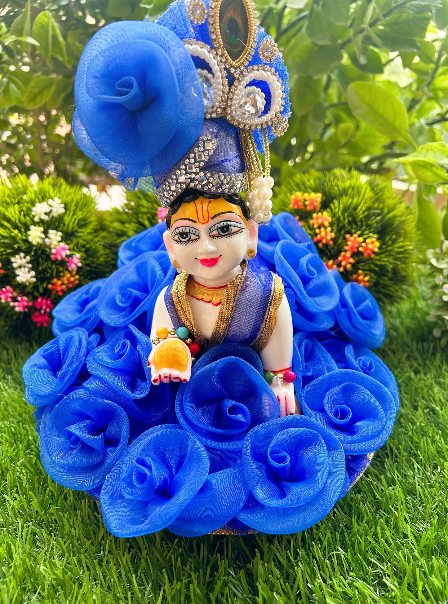 Deep Blue Blossom Laddu Gopal Poshak Set