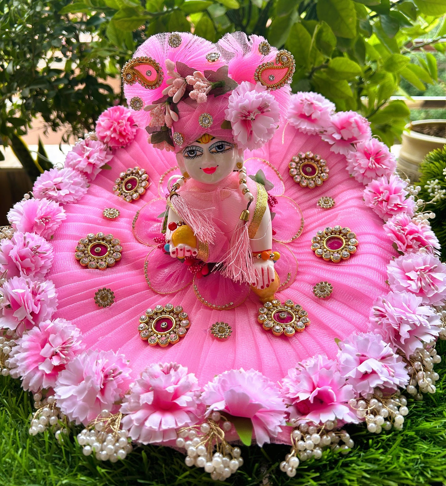 Baby Pink Divine Blossom Laddu Gopal Poshak Set