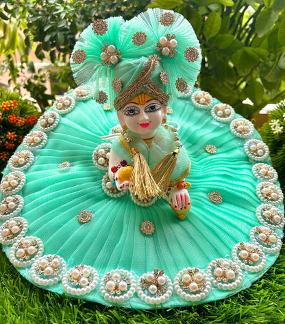 Sea Green Pearl Laddu Gopal Poshak Set