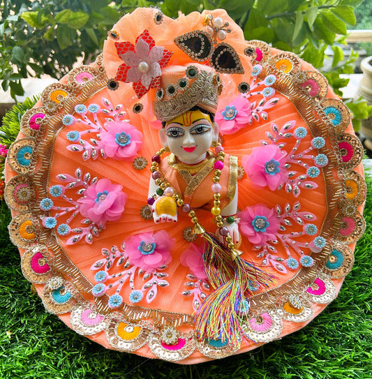 Peach Sparkle Laddu Gopal Poshak Set