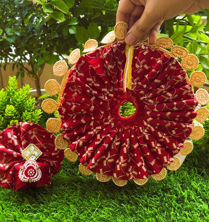 Lal Leher Rang Laddu Gopal Poshak Set