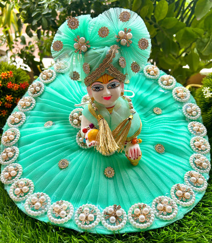 Sea Green Pearl Laddu Gopal Poshak Set