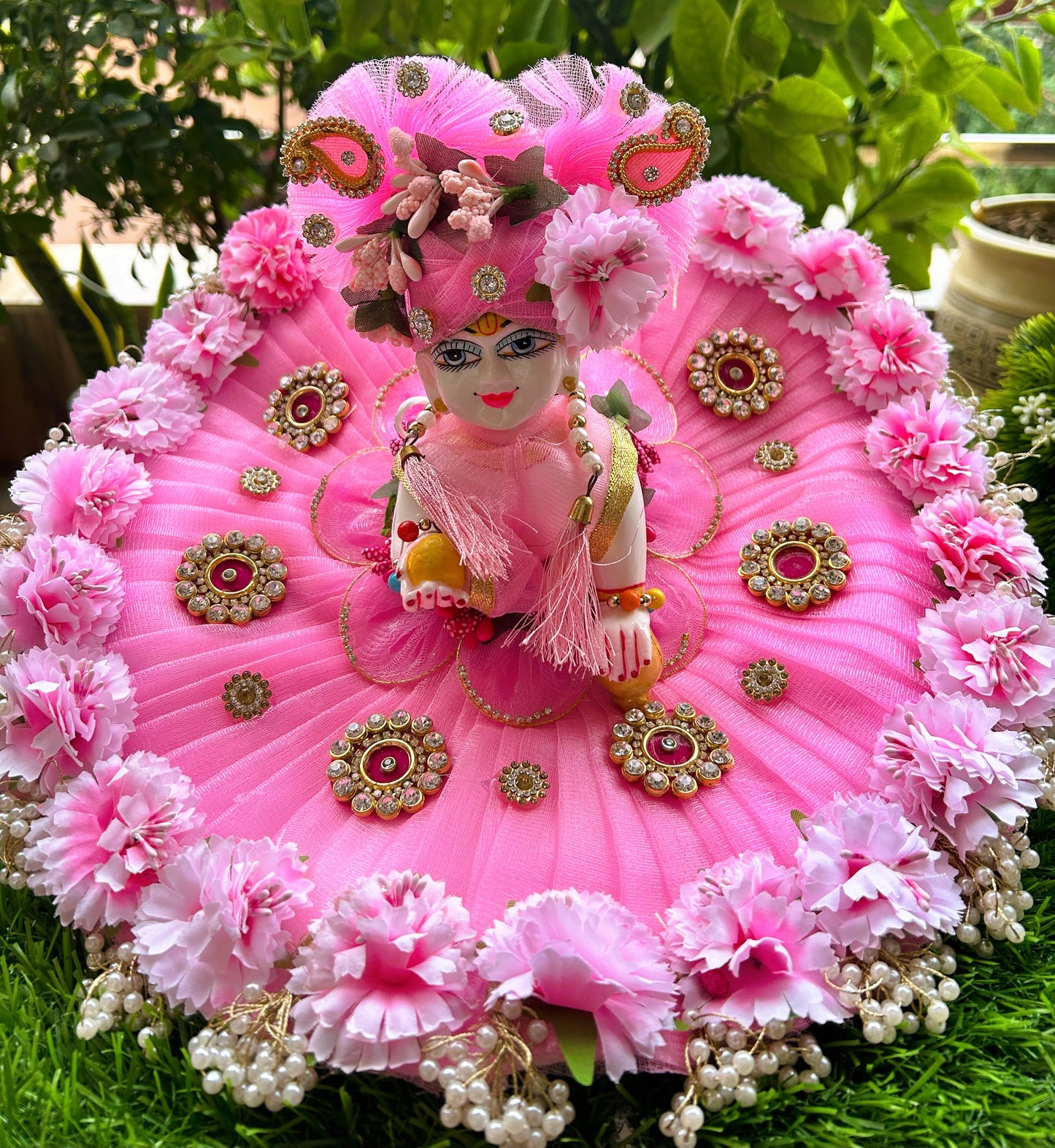 Baby Pink Divine Blossom Laddu Gopal Poshak Set