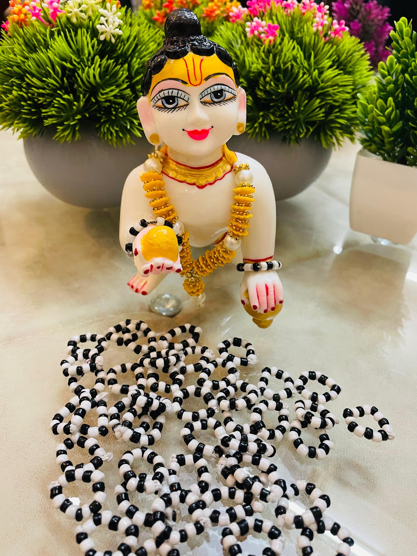 Pack of 2 Pairs - Najariya Bangles For Laddu Gopal & Radha Rani (White & Golden)