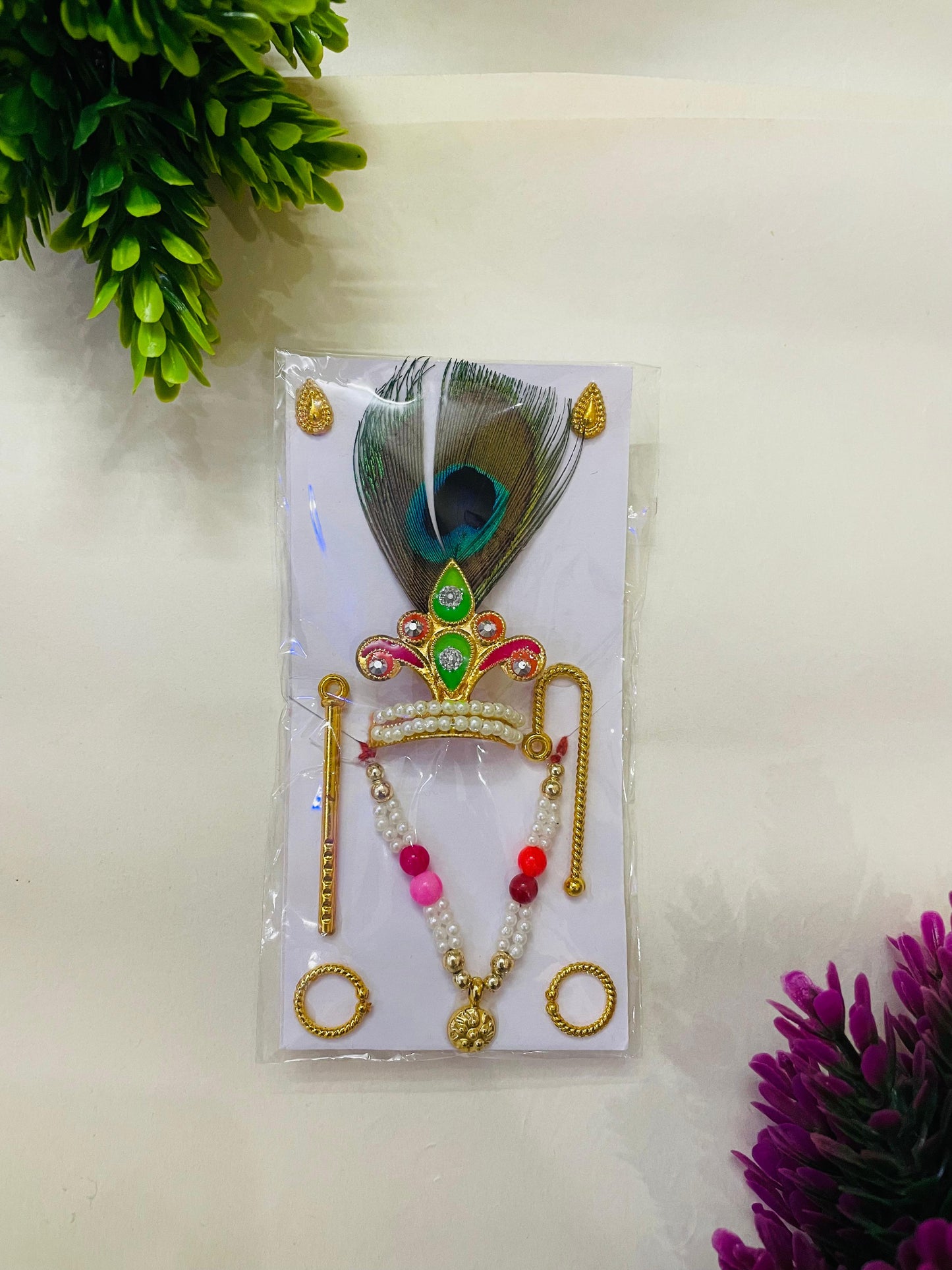 Laddu Gopal Mukut Mala Shringar set (Size 3,4)