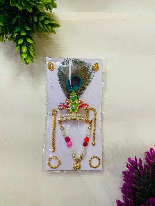 Laddu Gopal Mukut Mala Shringar set (Size 3,4)