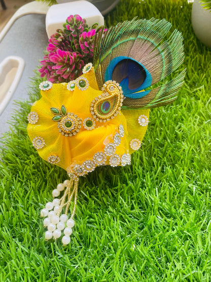 Haldi Mehendi Mor Rang Laddu Gopal Poshak Set