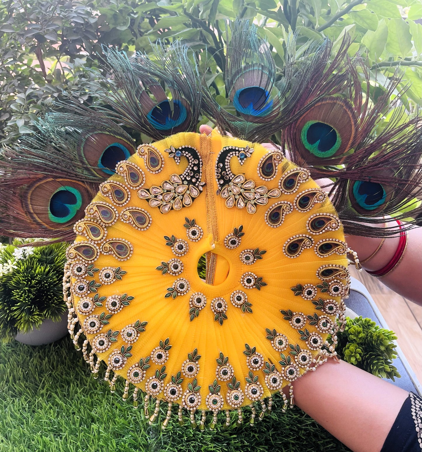 Haldi Mehendi Mor Rang Laddu Gopal Poshak Set